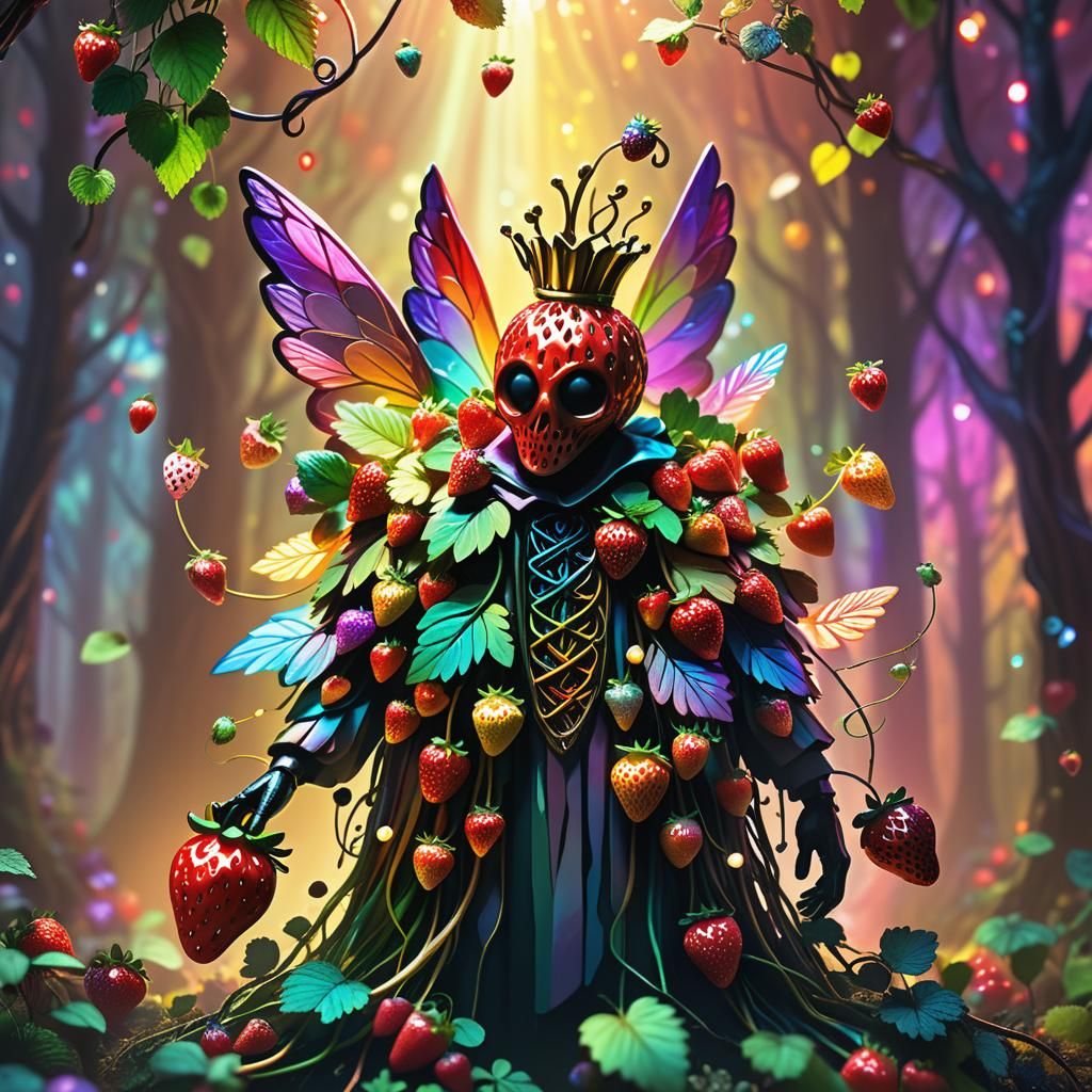 Strawberry Candyman in Whimsical Forest Concept Art