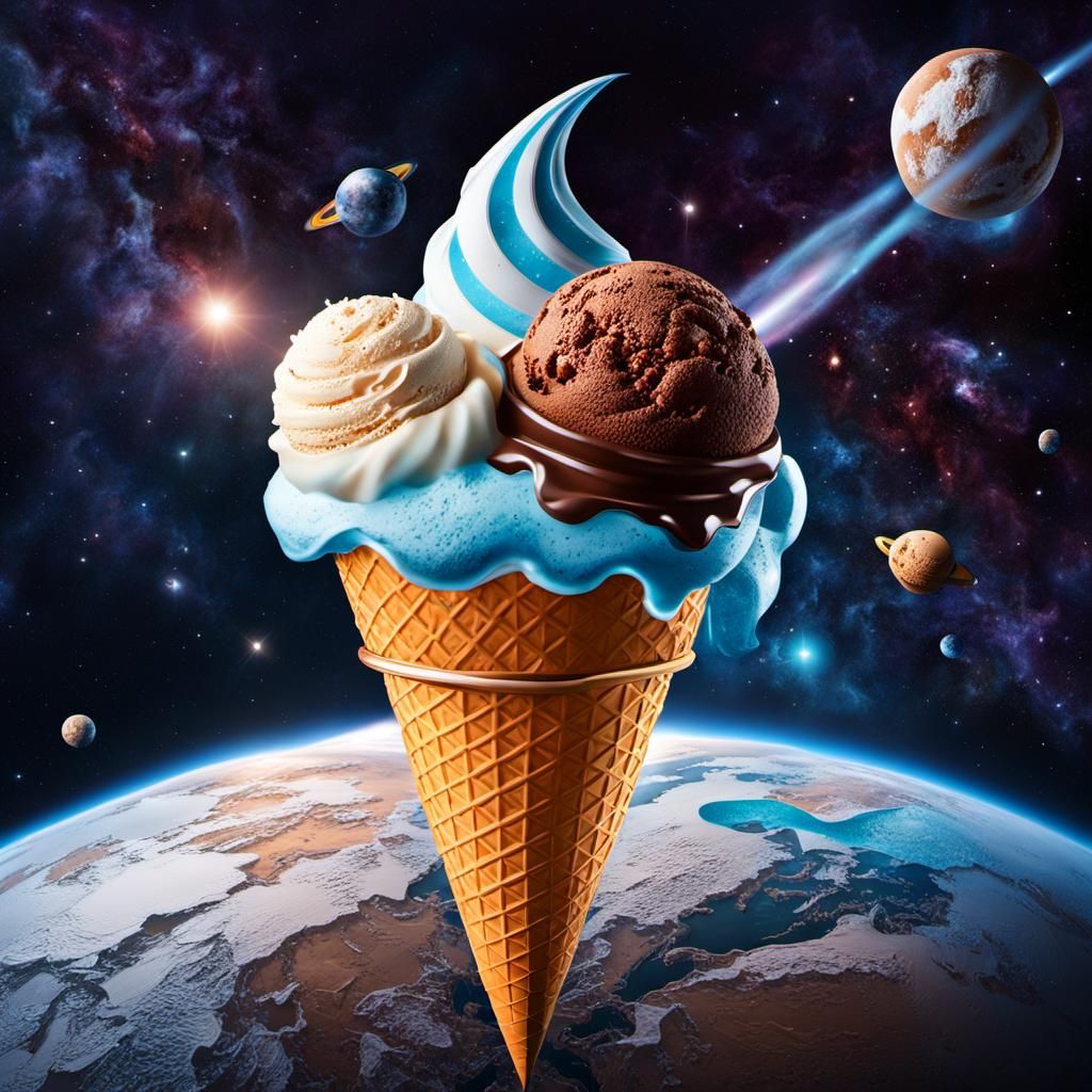 Ice Cream Spaceship in Outer Space
