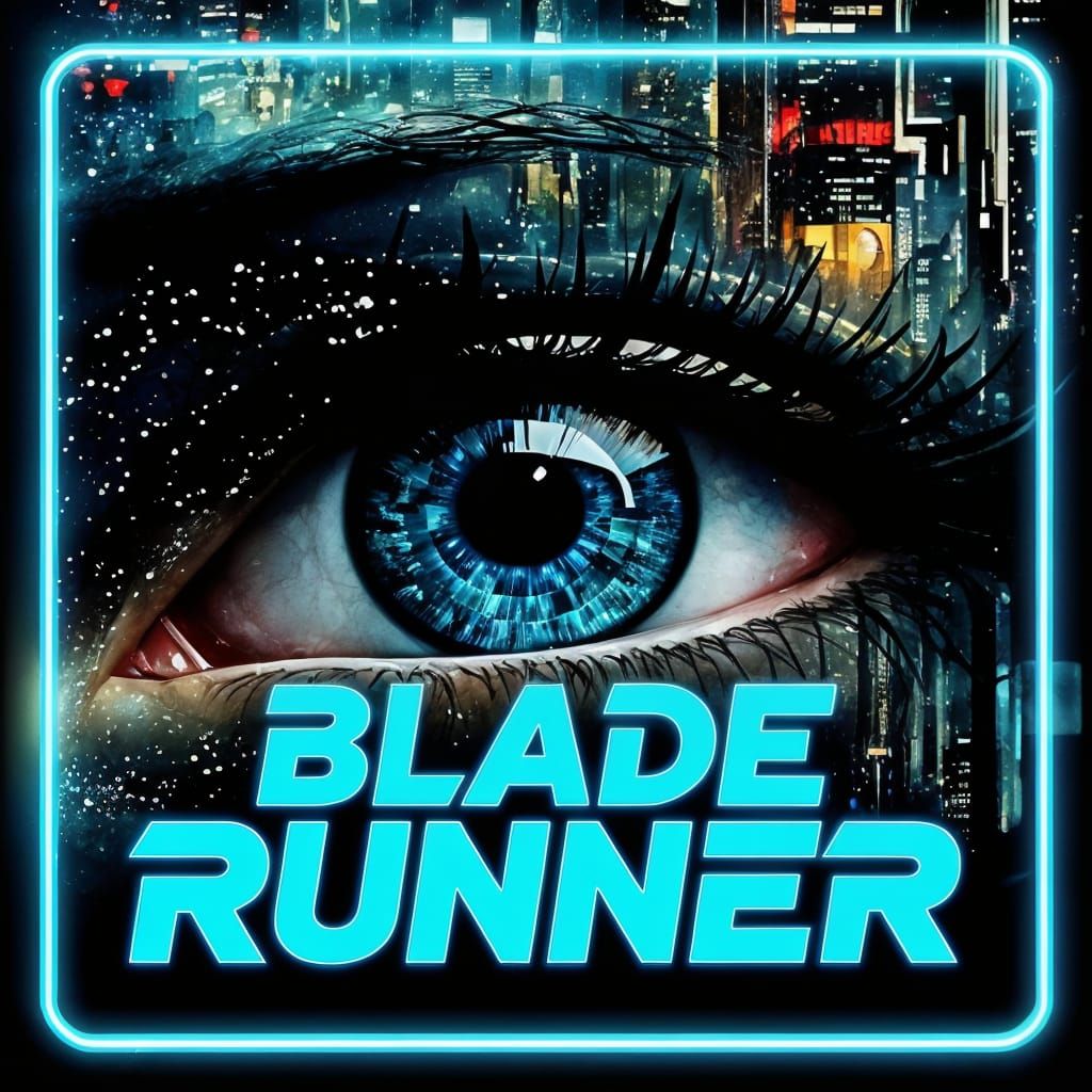 Blade Runner: Vintage Retrofuturistic Blue Frame
