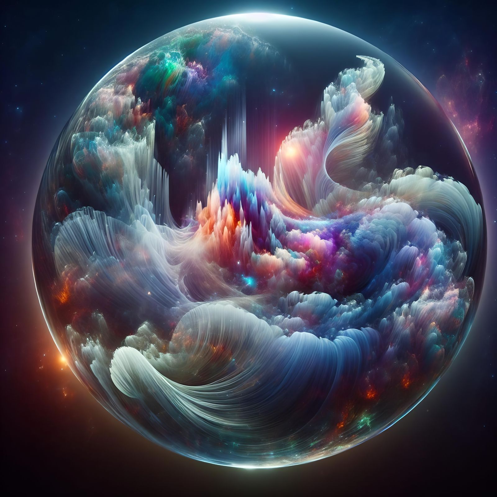 Abstract Liquid Entity on Fractal Island