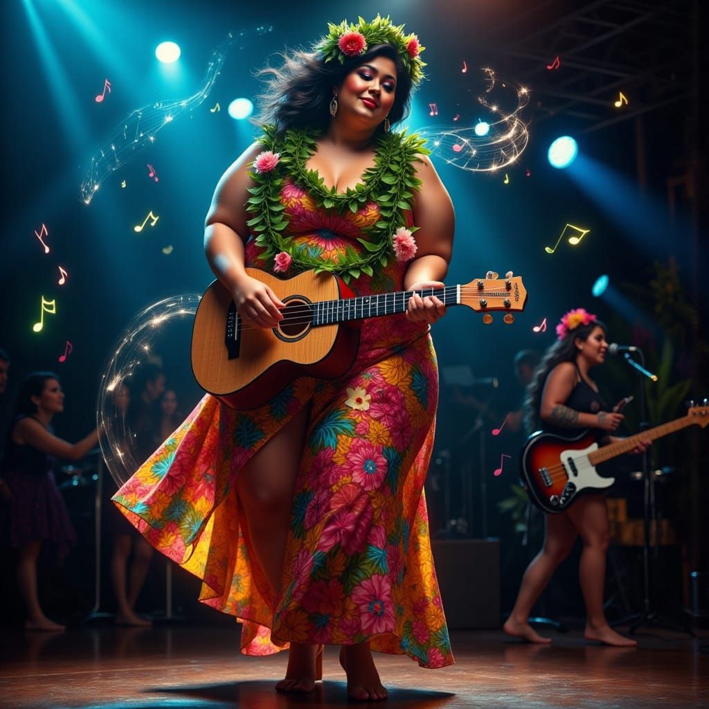 Sultry Ukulele Siren in Vibrant, Tropical Style