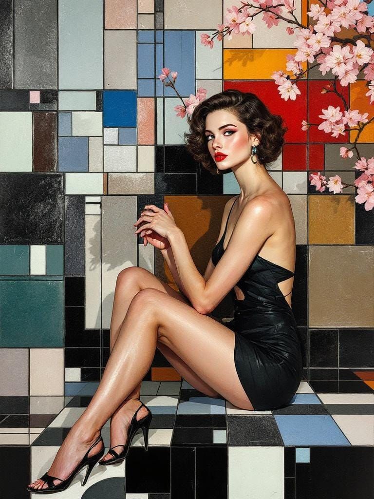 Abstract Pin-Up Figure Study in Impasto Style