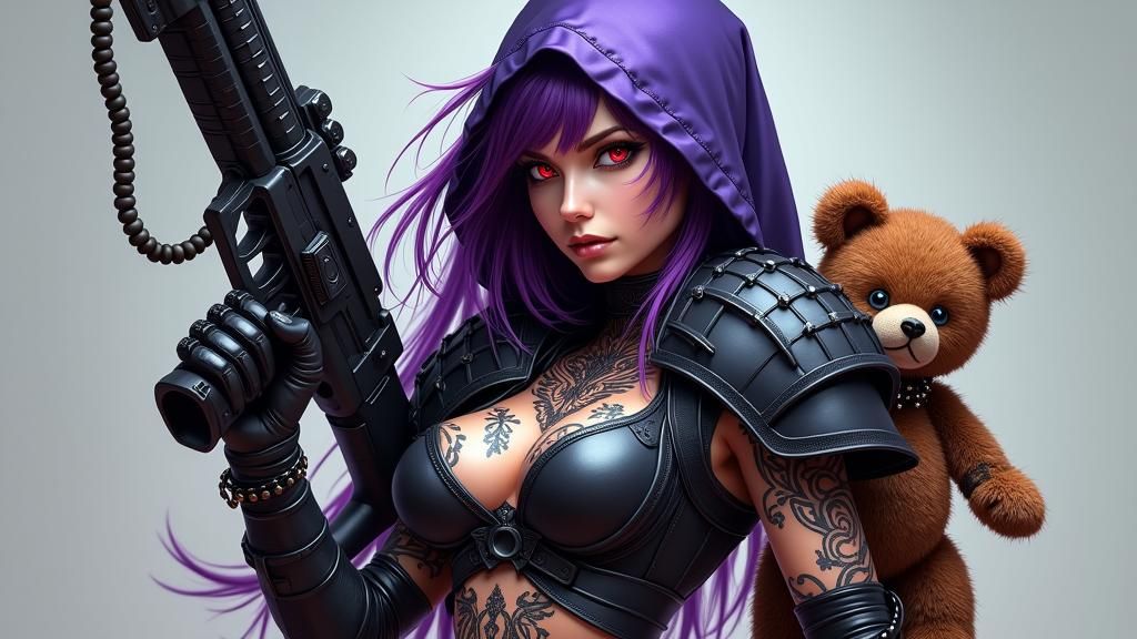 Steampunk Warrior Woman with Laser Rifle