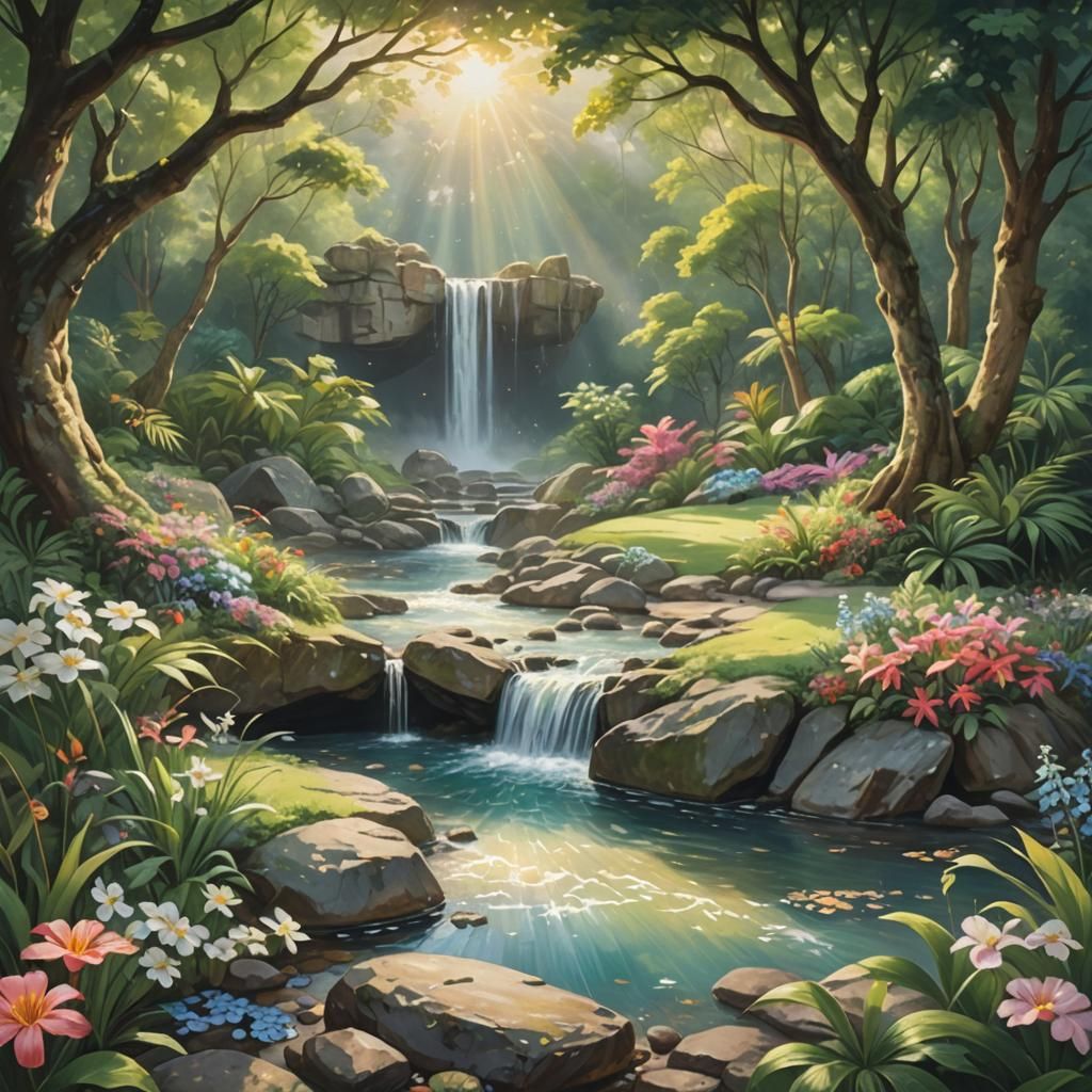 Tropical Island Paradise Seen Through Stone Portal