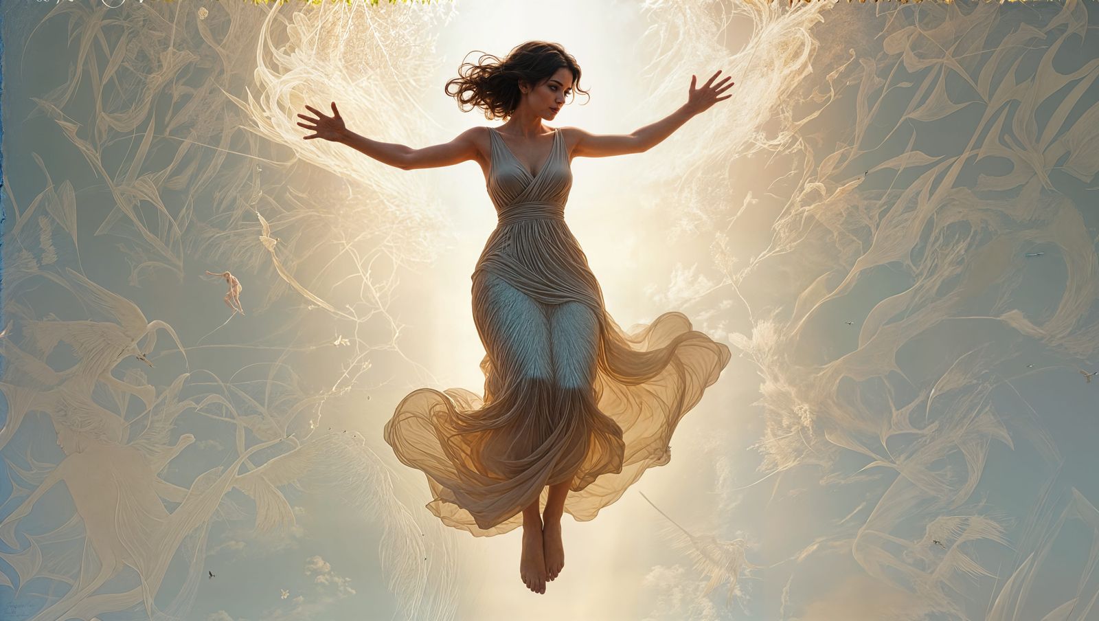 Girl Takes Flight on a Wing and a Prayer in Whimsical Waterc...