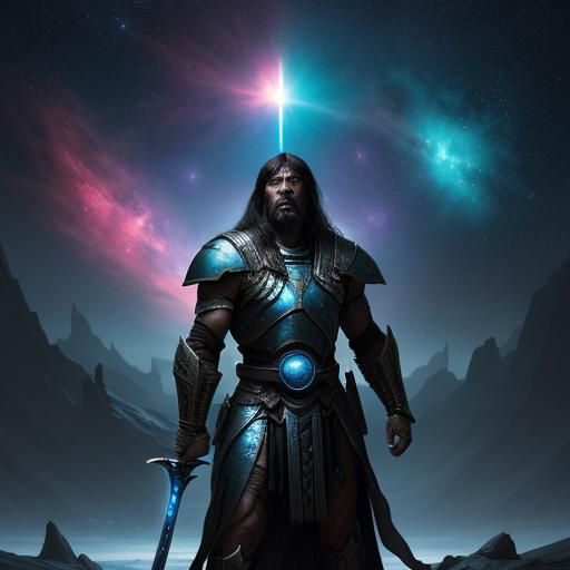 Cyberpunk Conan: Heroic Warrior in Futuristic Armor