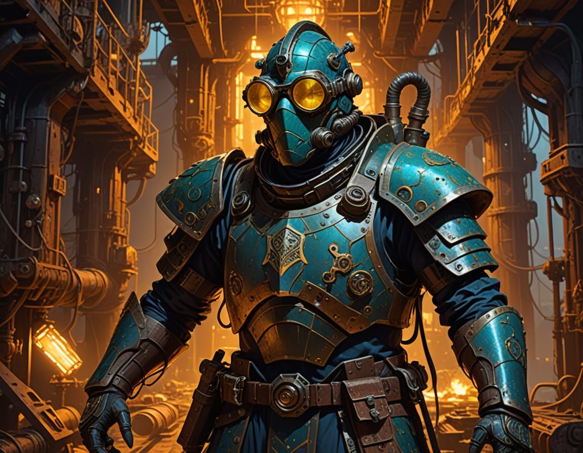 Medieval Gearpunk Knight Discovers Glowing Mushrooms in a Ru...