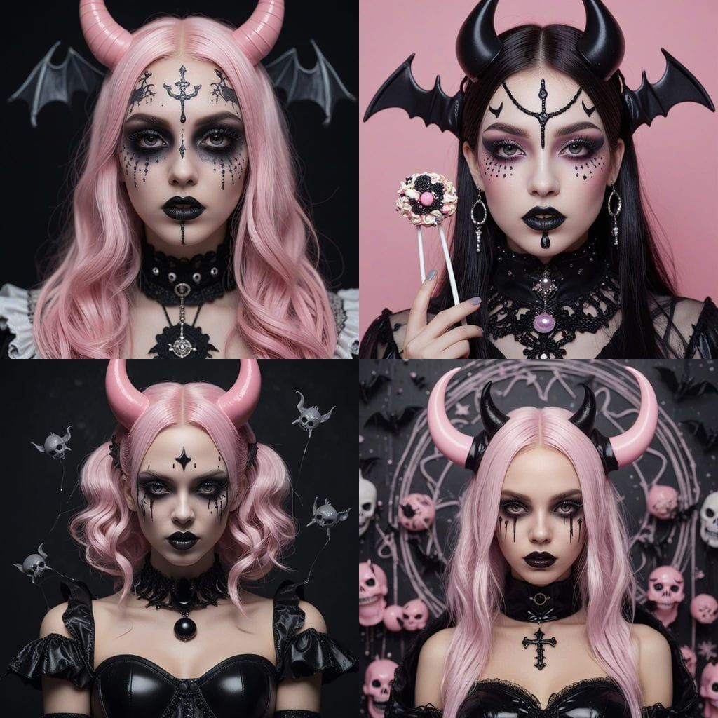 Evil Woman in Pop Gothic Style with Dark Makeup