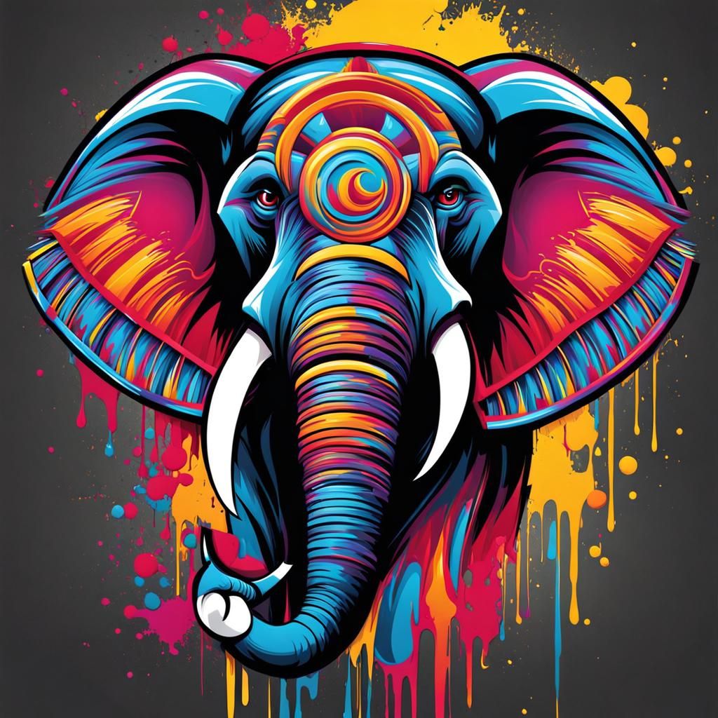 Chiefs Football Logo with Tusks in Graffiti Art