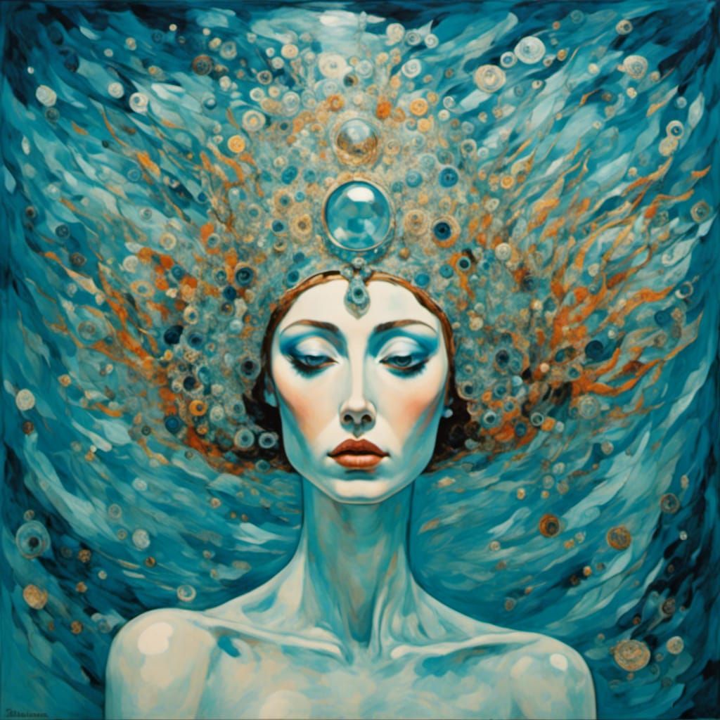 Mystical Mermaid Swimming in Aquamarine Sea