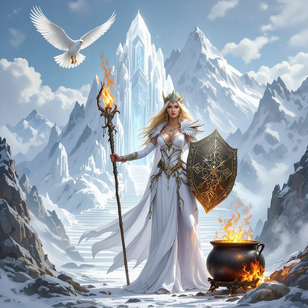 Elegant Fae Queen at Crystal Temple Mountain