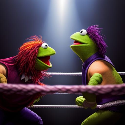 Muppet Mayhem: A Hyperrealistic Wrestling Match