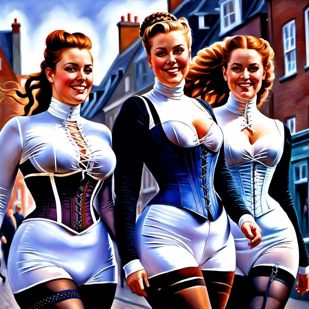 Victorian-Style Oil Painting of Danish Women in Copenhagen