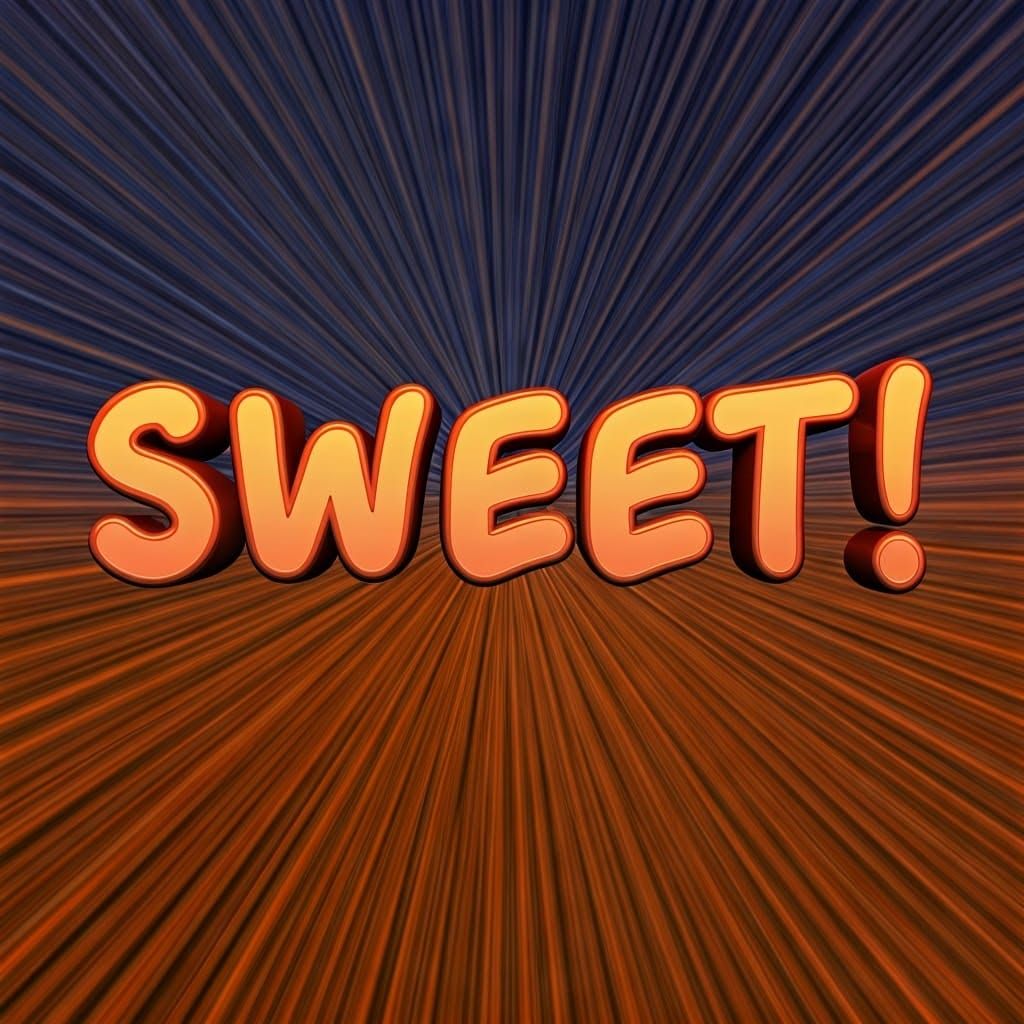 Bold 3D Whimsical Font Reads "SWEET!"