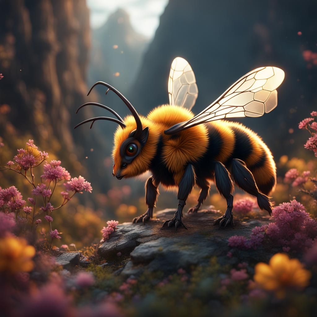 Fantastical Bee Fox Concept Art in Deep Color
