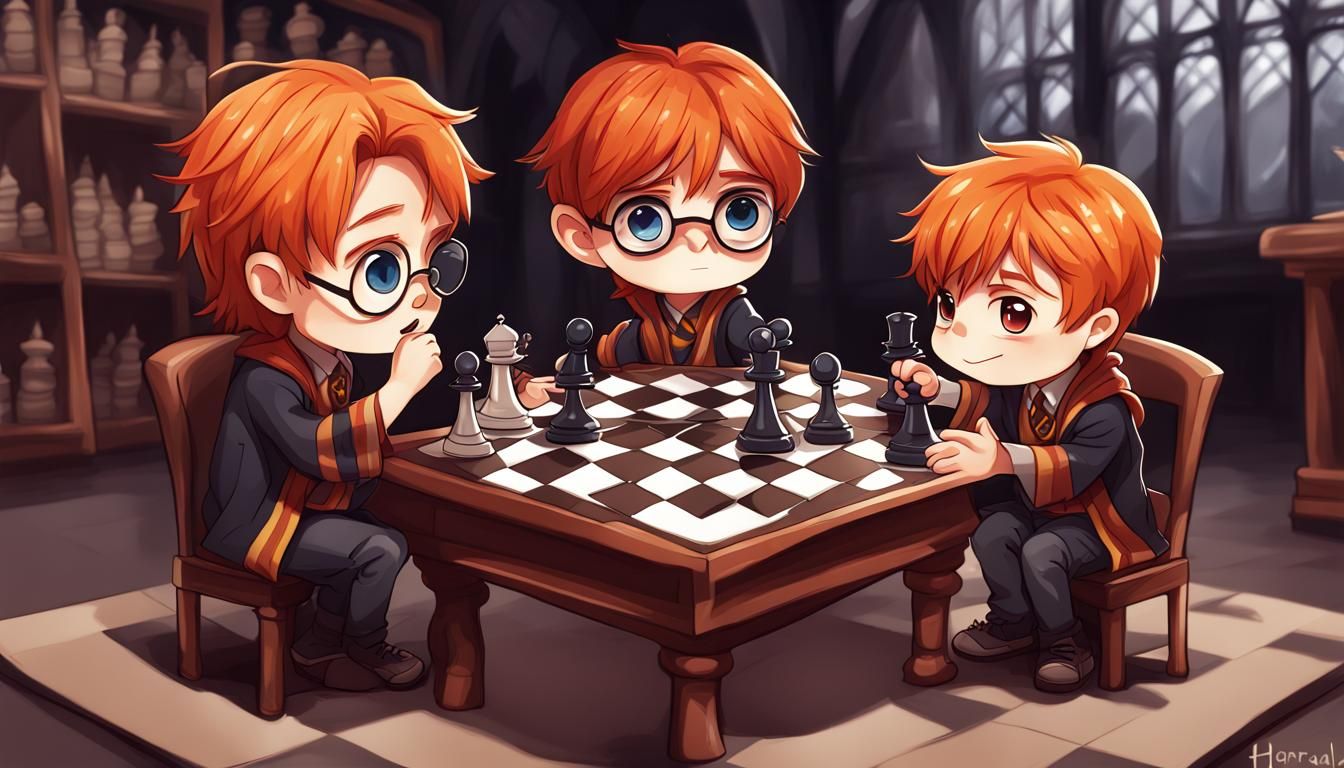 Chibi Ronald Weasley Playing Wizards Chess