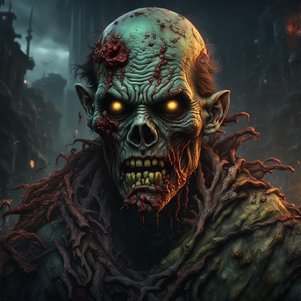 Detailed Zombie Face in Fantasy Concept Art