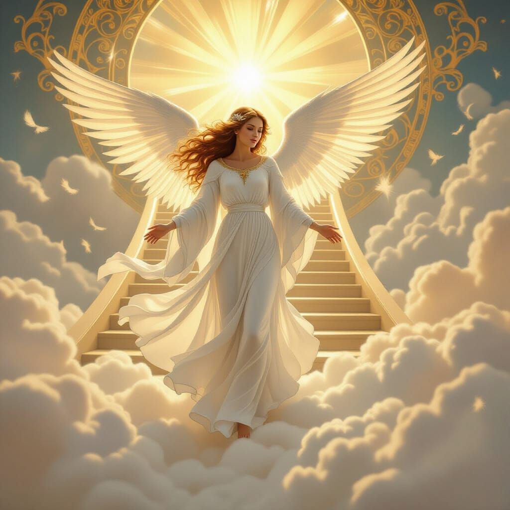 Ethereal Angel on Golden Cloud