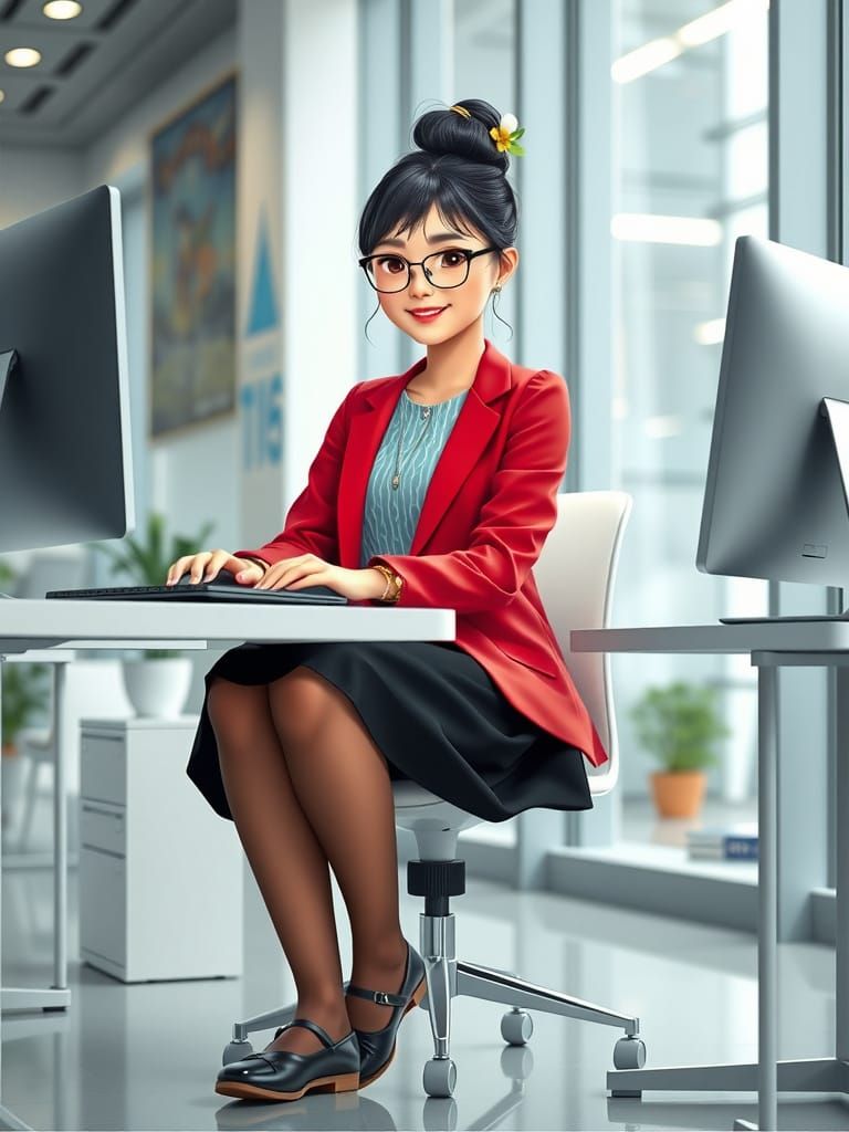 Korean QA Tester at Work in Kawaii Style