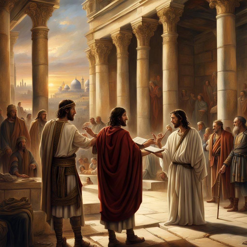 Jesus Christ in Jerusalem Temple: Detailed Matte Painting