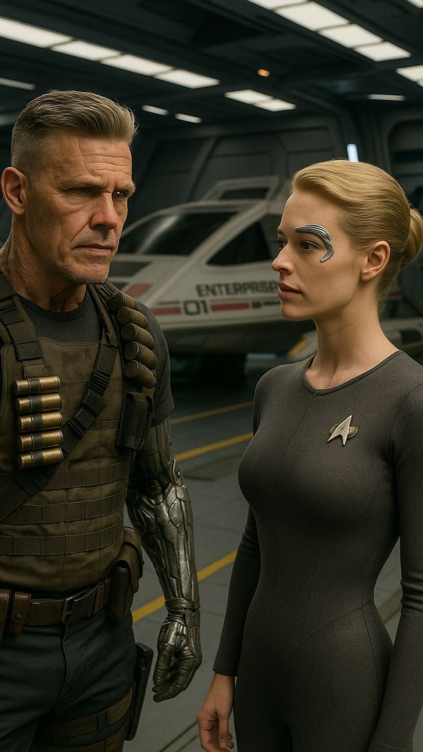 Cable and Seven-of-Nine Meet in Shuttle Bay