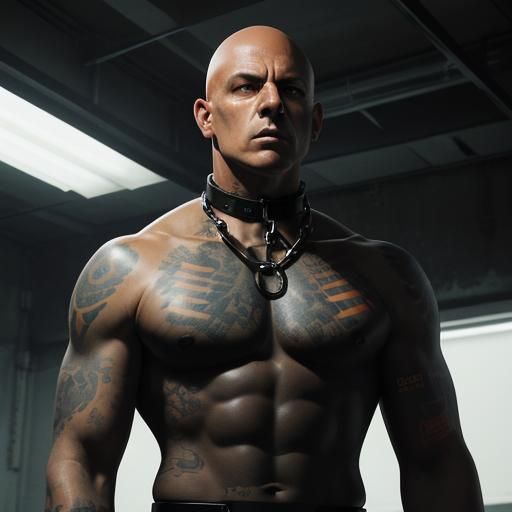 Sinister Prisoner Chained in Dark Cell