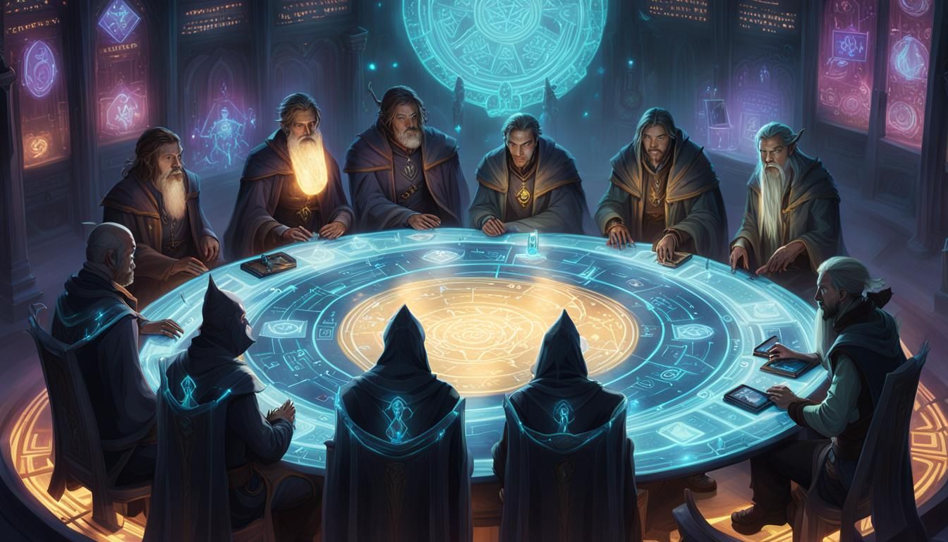 Wizards and Warlocks in a Futuristic Council Chamber
