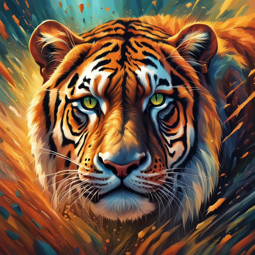 Hyperrealistic Eye of the Tiger Splash Art