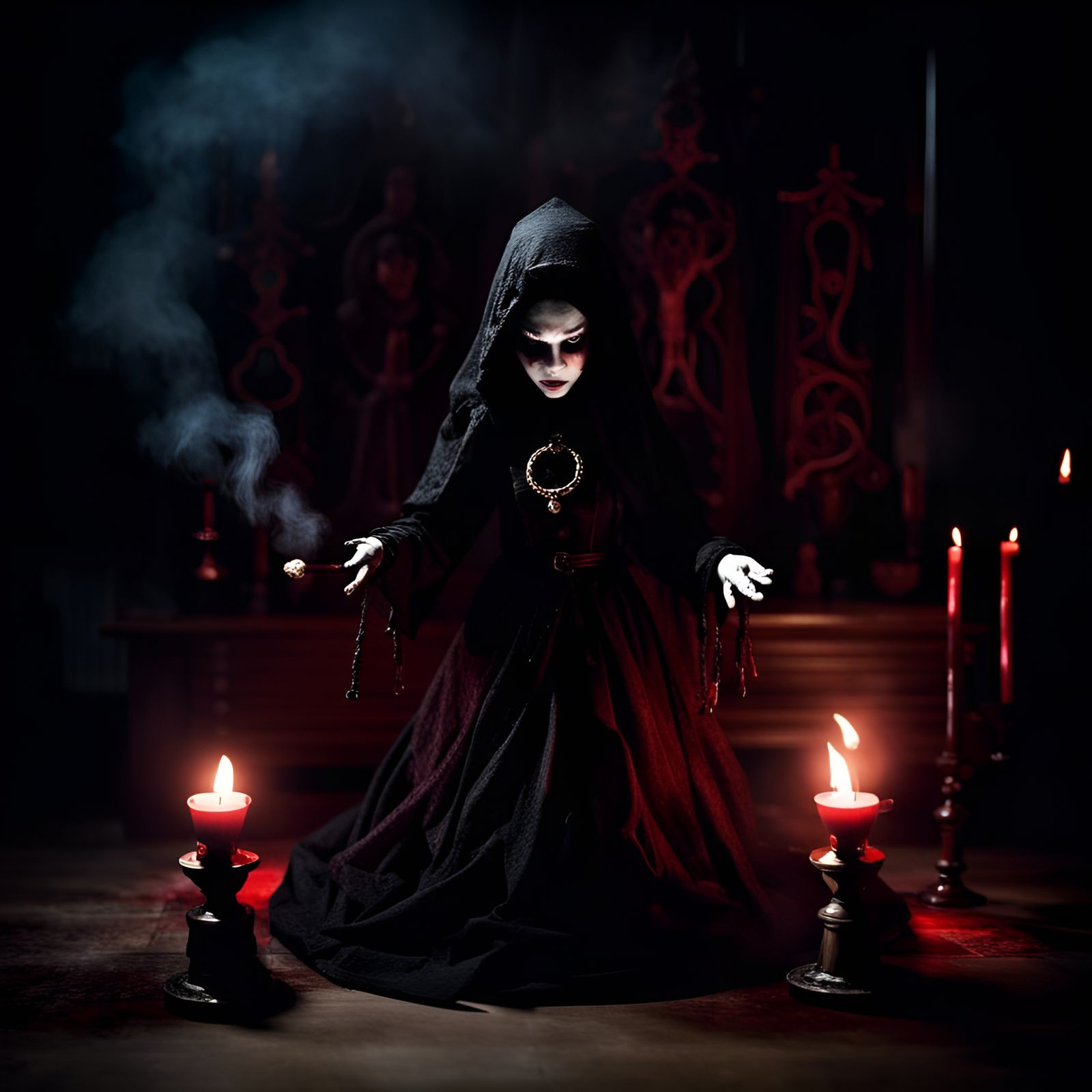 Eerie Occult Magic: Witch Doll Summoning Demon