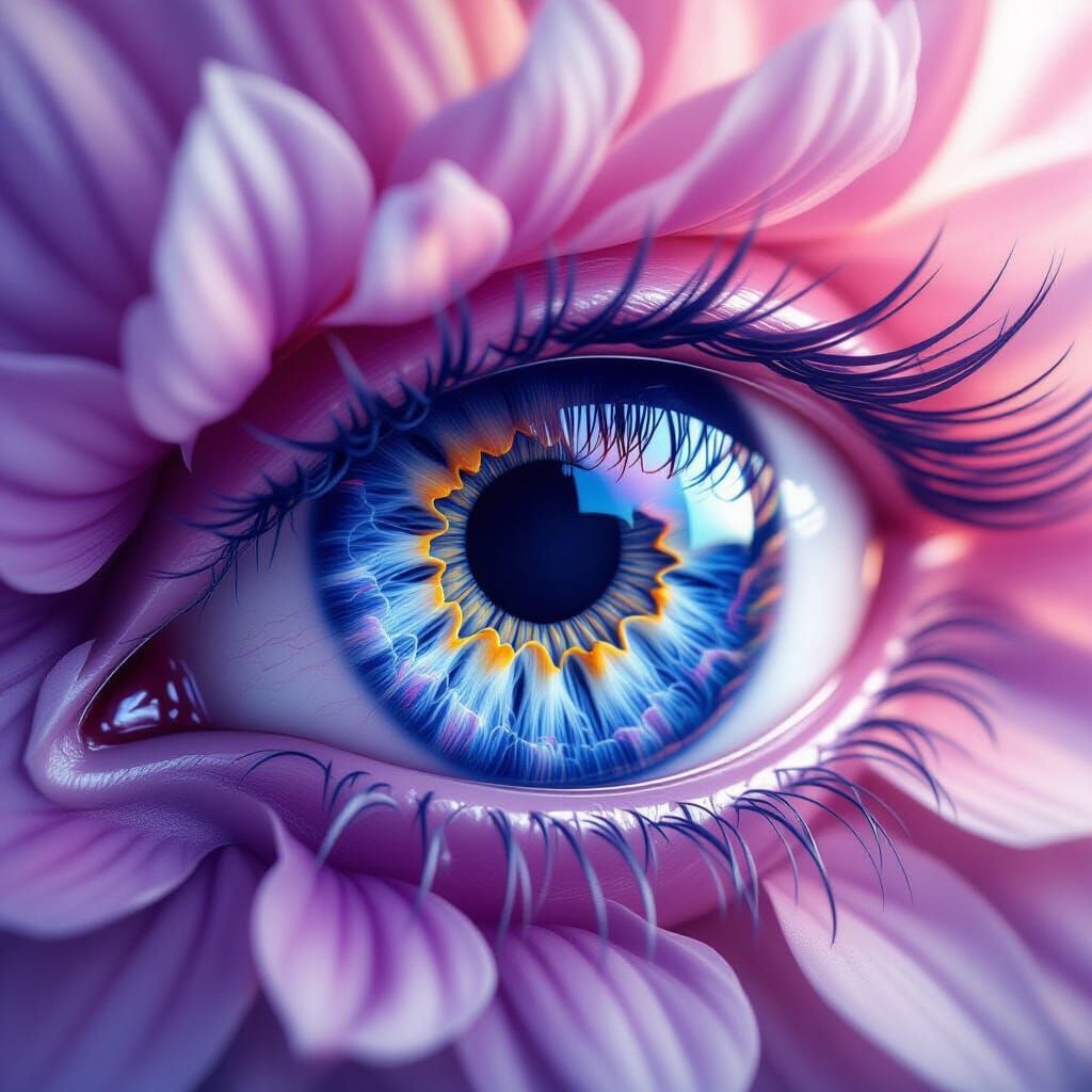 Springtime Eye Iris in Detailed Matte Painting Style