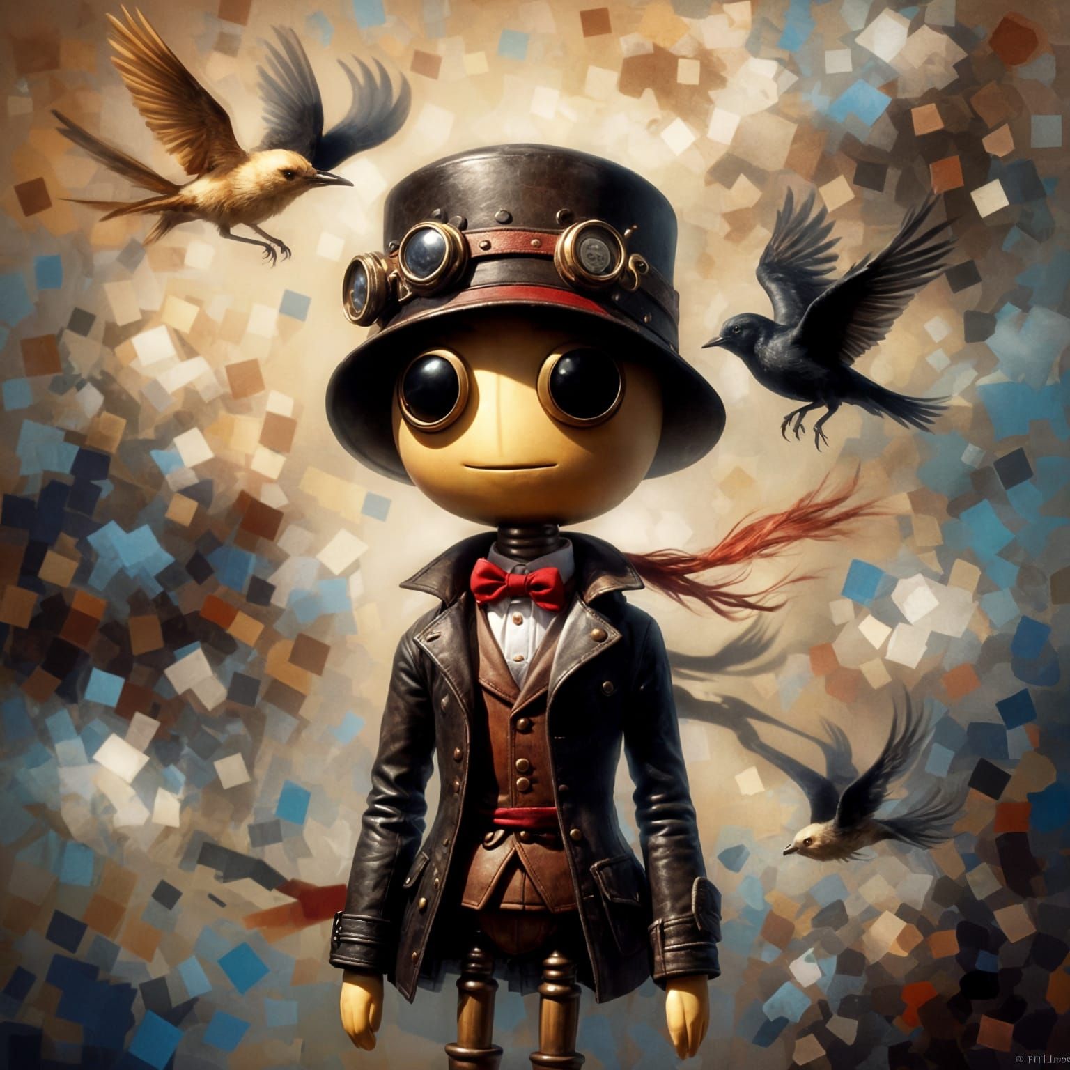 Wooden Fantasy Figure: Light and Shadow