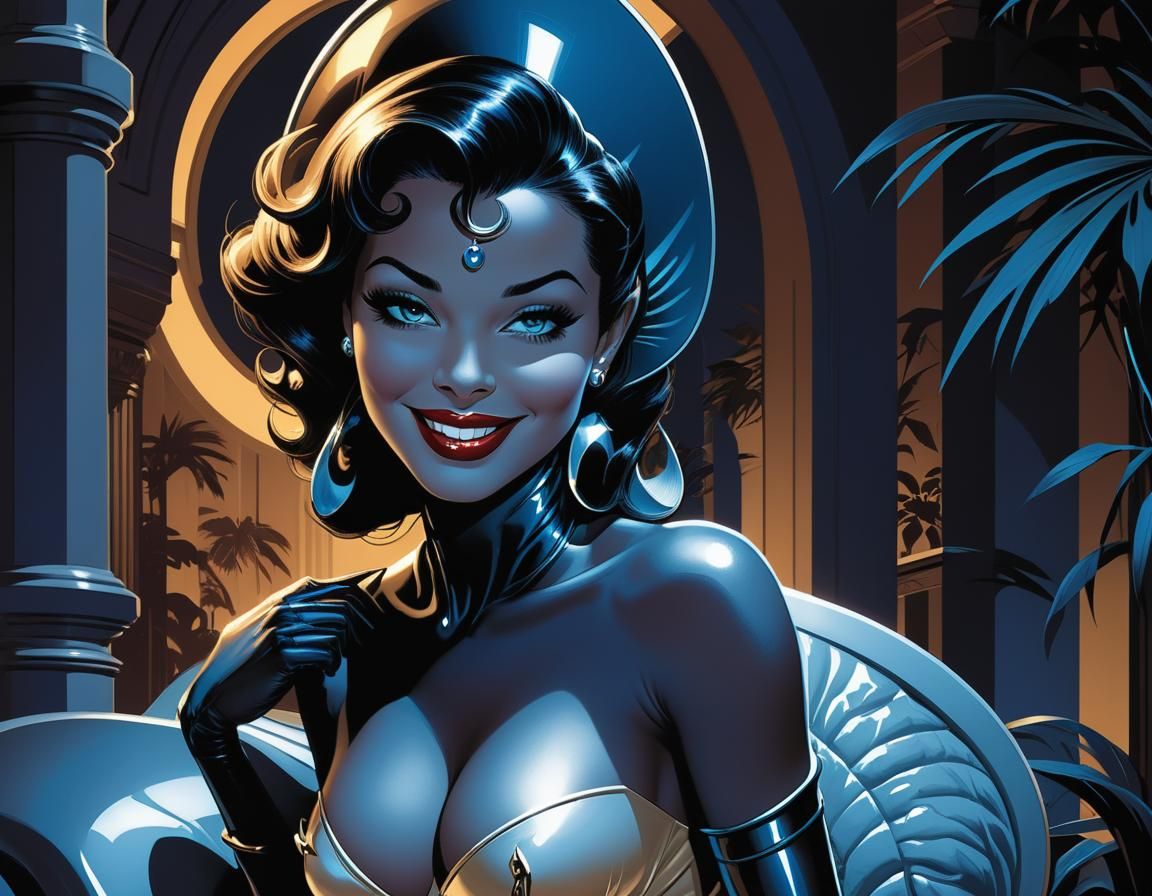 Retro 1950s Alien Beauty in Comic Book Style