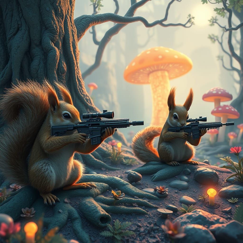 Surreal Squirrels Unleash Tactical Fury on Pixelated Bruh Sk...
