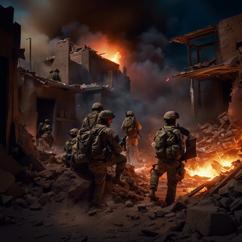 American Soldiers Take Cover From Missiles: Matte Painting
