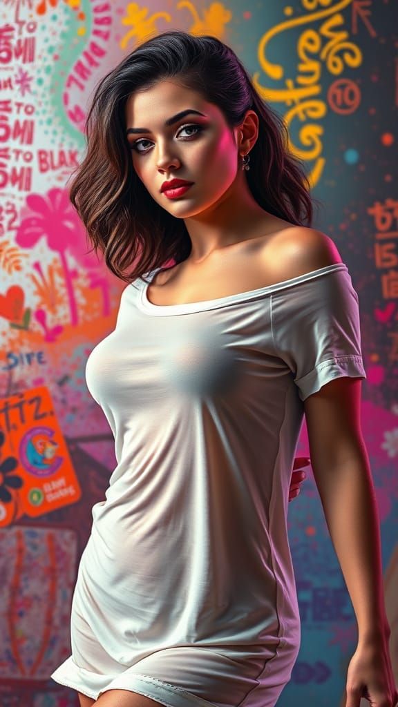 Sensual Woman in Vibrant Hyperrealistic Art
