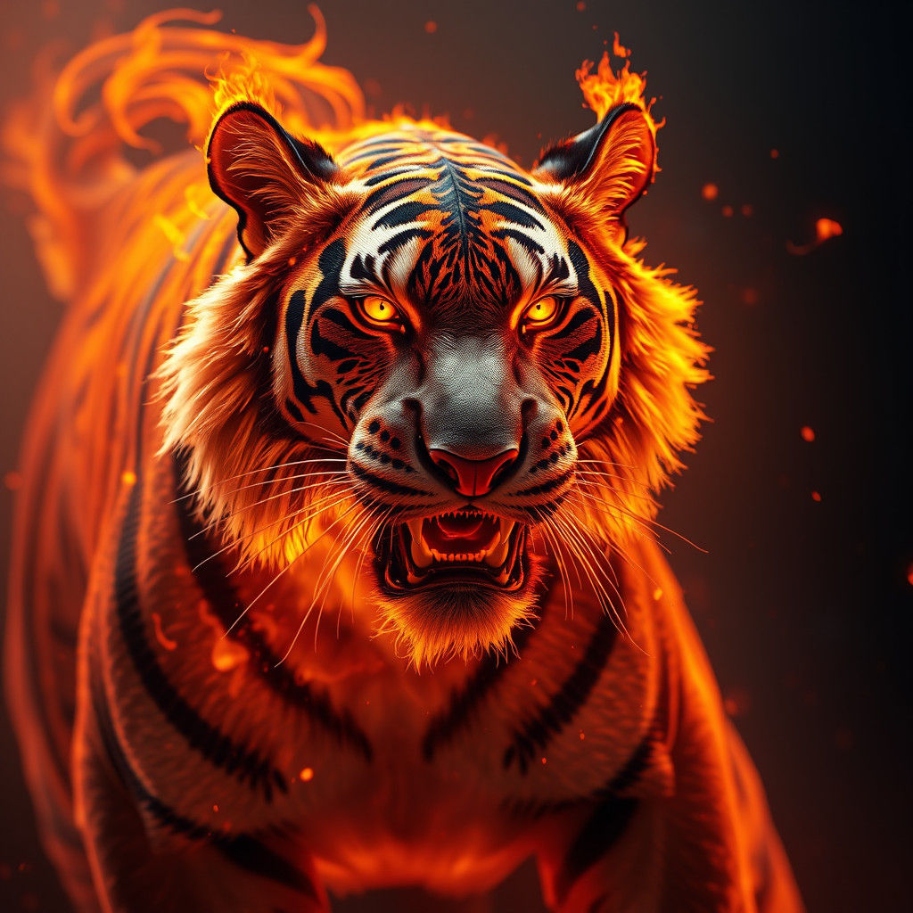 Fiery Tiger Art: Hyperrealistic and Intricate