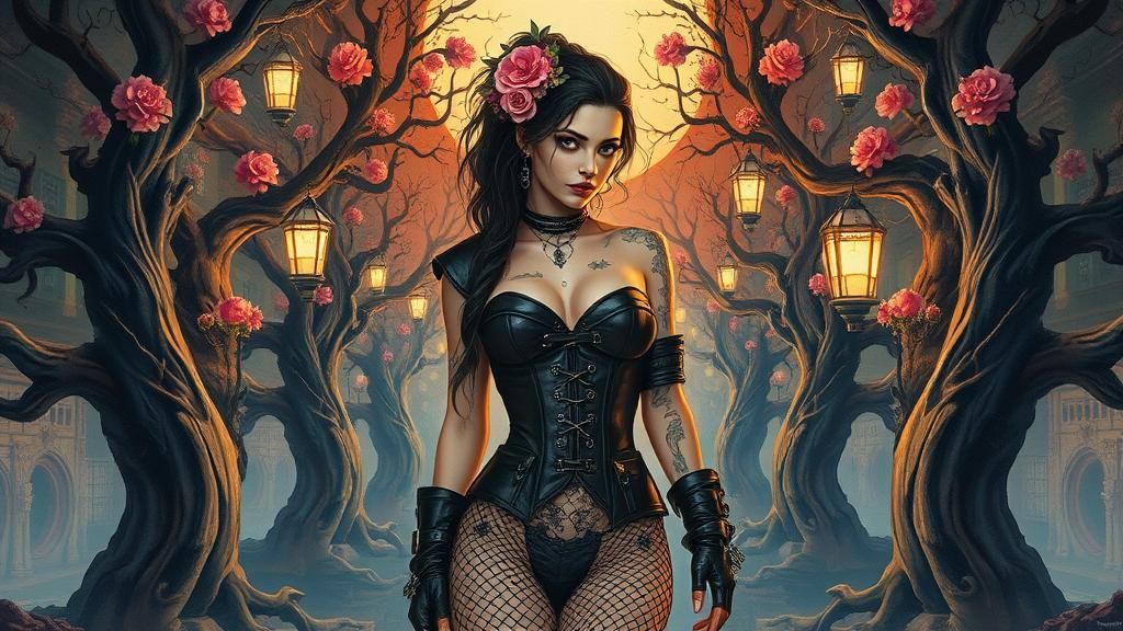 Gothic Punk Venus in Mirrored Labyrinth