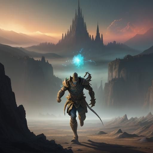 Fantasy Football Player in Magical Arena Concept Art