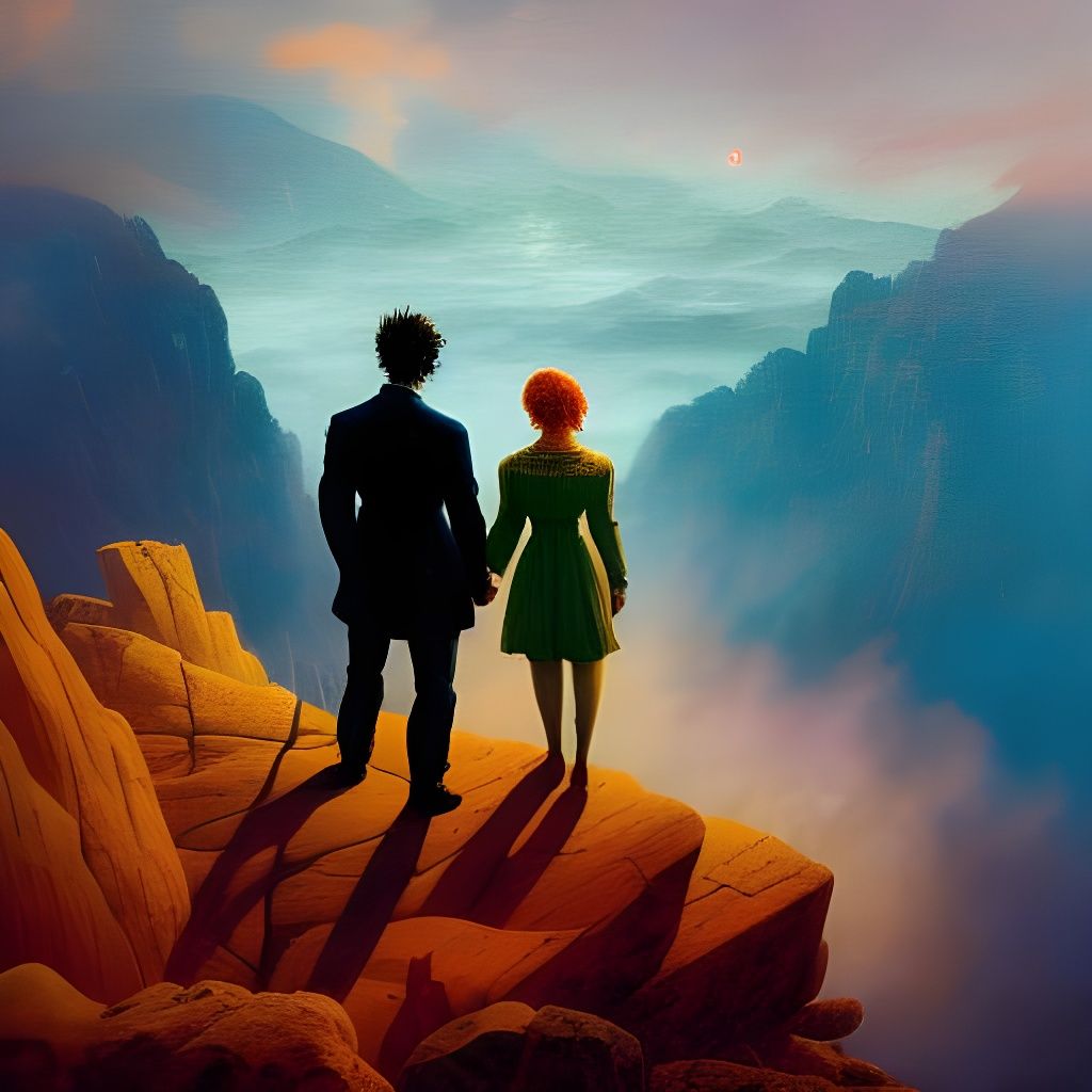 Couple Above Sea of Fog: Romantic Landscape