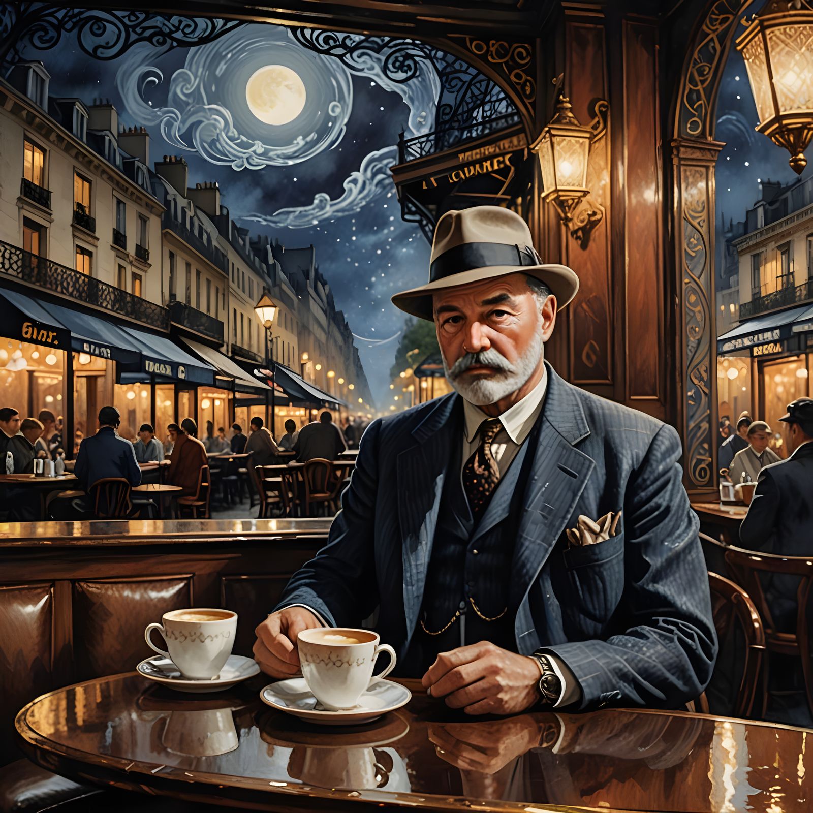 Ernest Hemingway in the Night Cafe at The Night