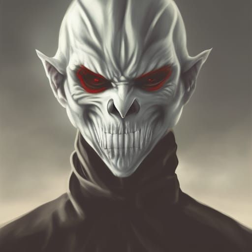Sinister Smile: Man with Blank Mask and Horns