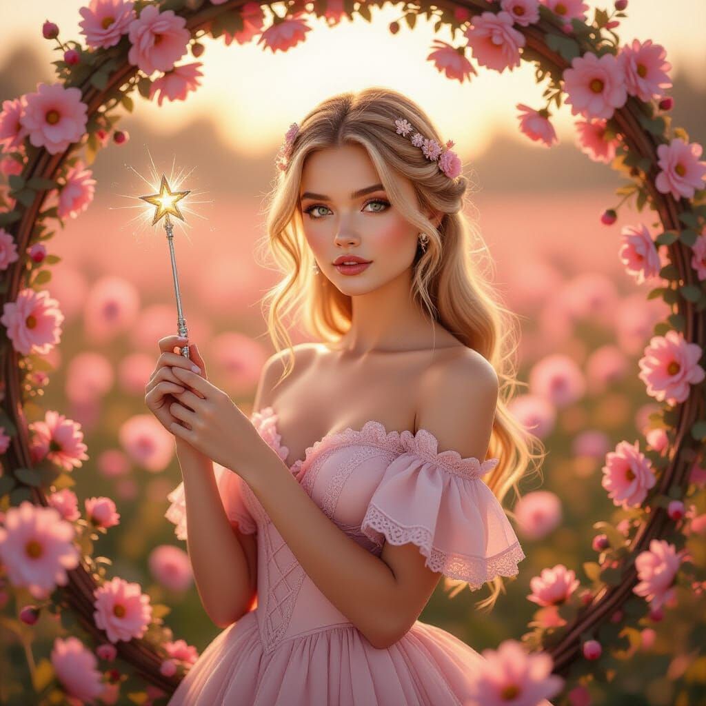 A photograph captures a fair-skinned, blonde woman with deli...