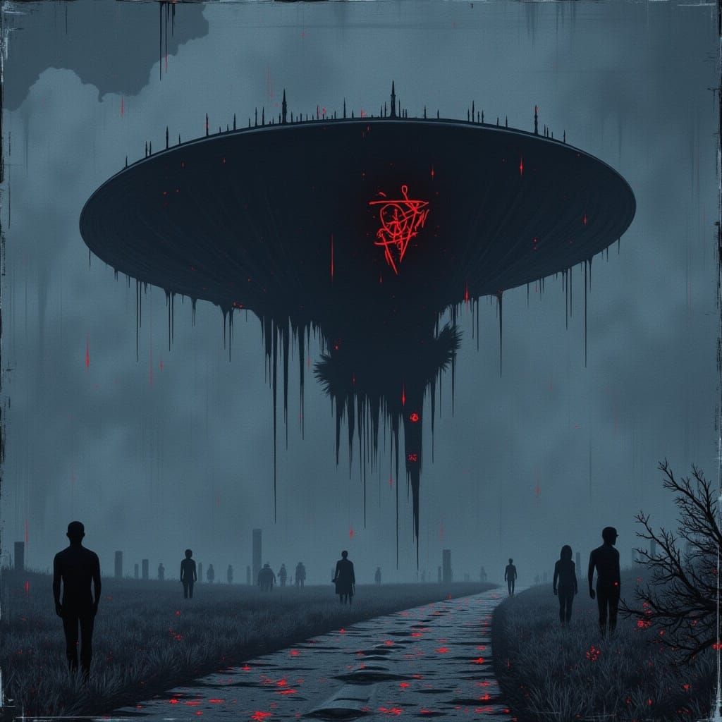 Mysterious Flying Disc in a Futuristic Cityscape