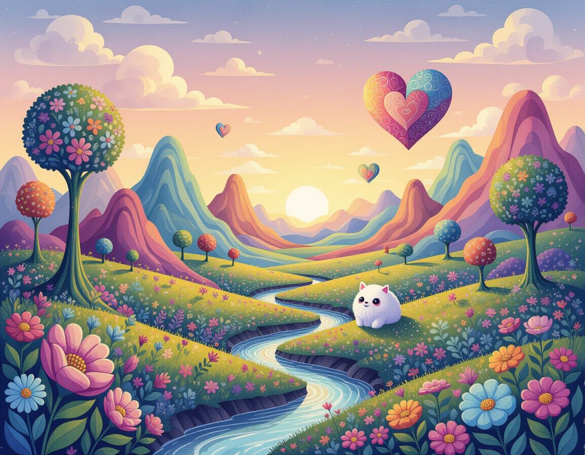 Surreal Alien Landscape Watercolor Dreamscape