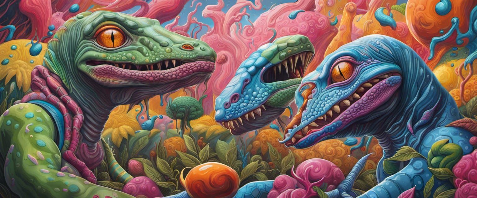 Gay Reptilian Aliens in Vivid Garden of Delights