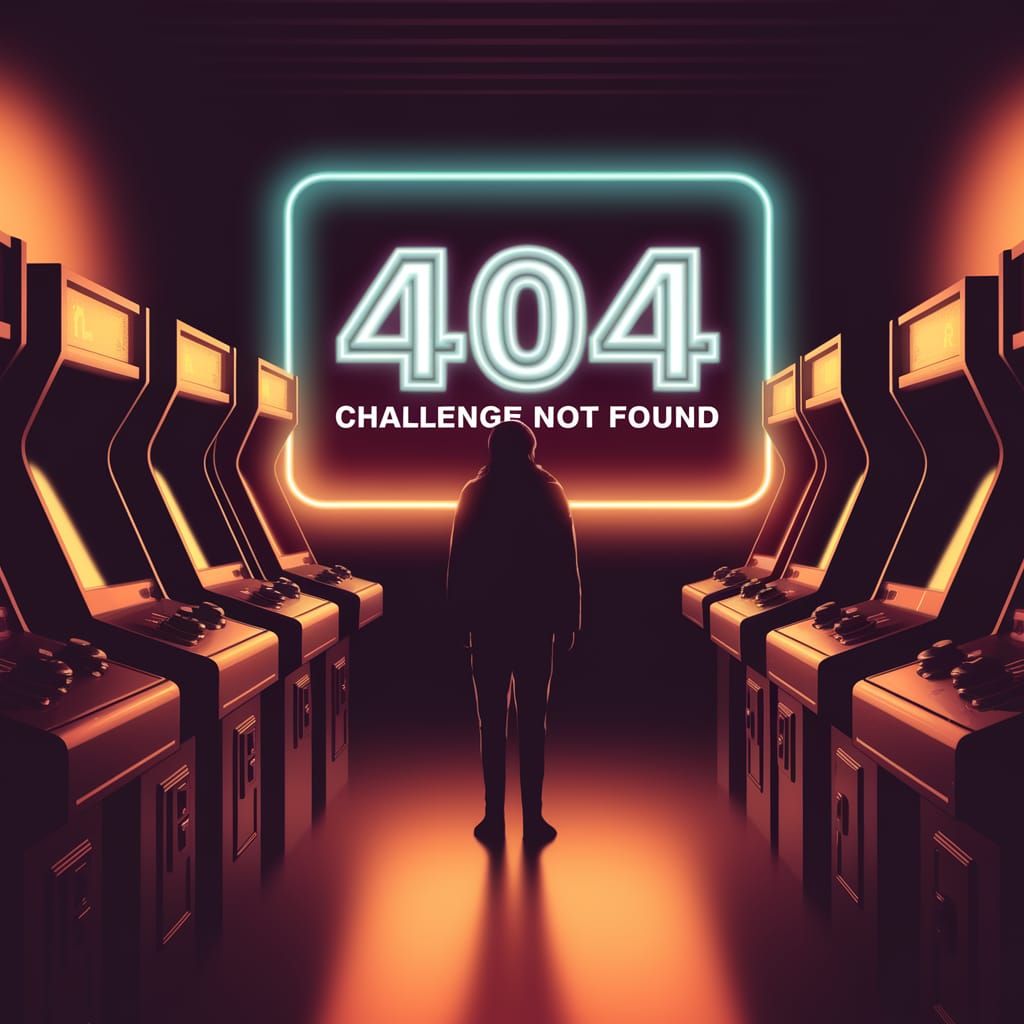 Retro Arcade Scene with Mysterious Player