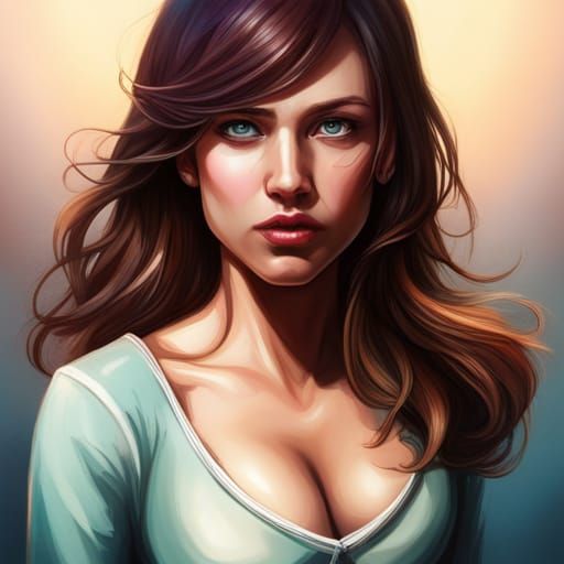 Hyperrealistic Portrait of Woman with Colorful Backdrop