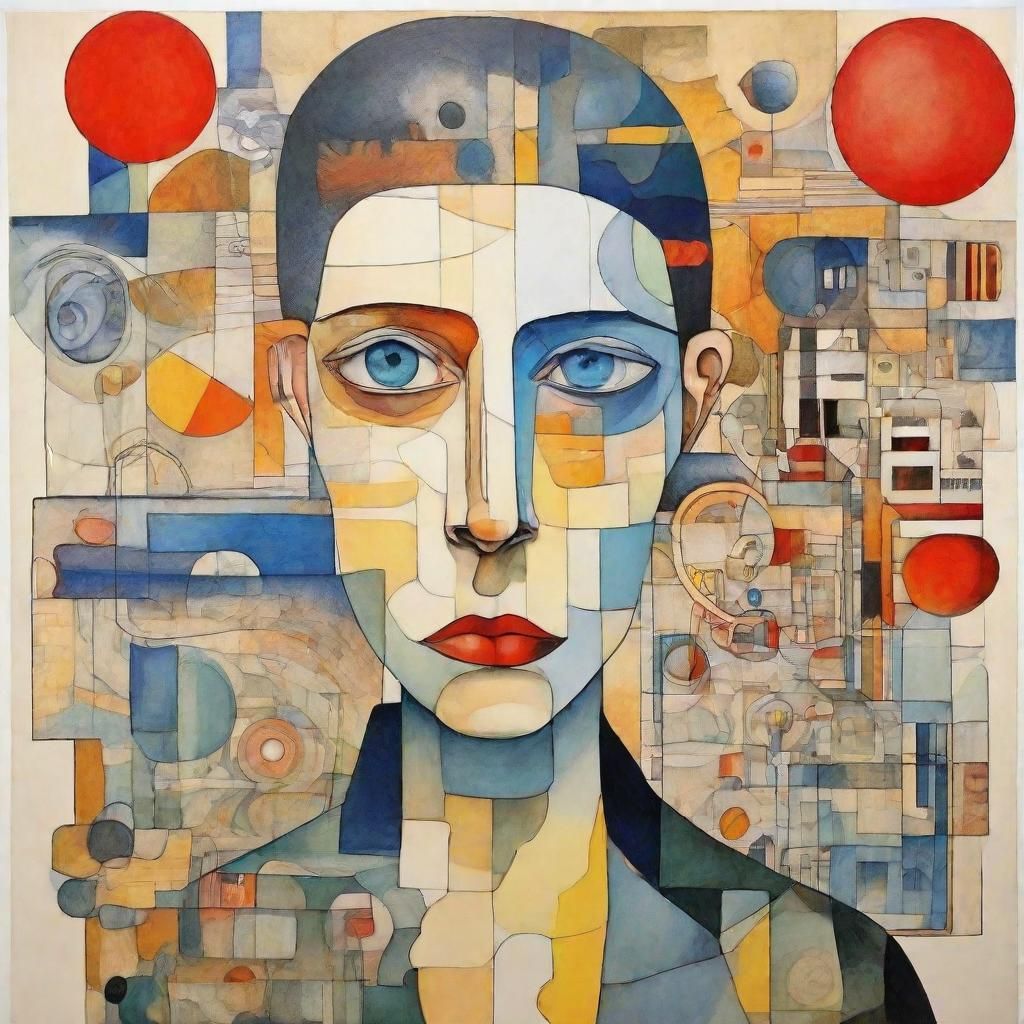 Biopunk Coraline in Cubist Bauhaus Style