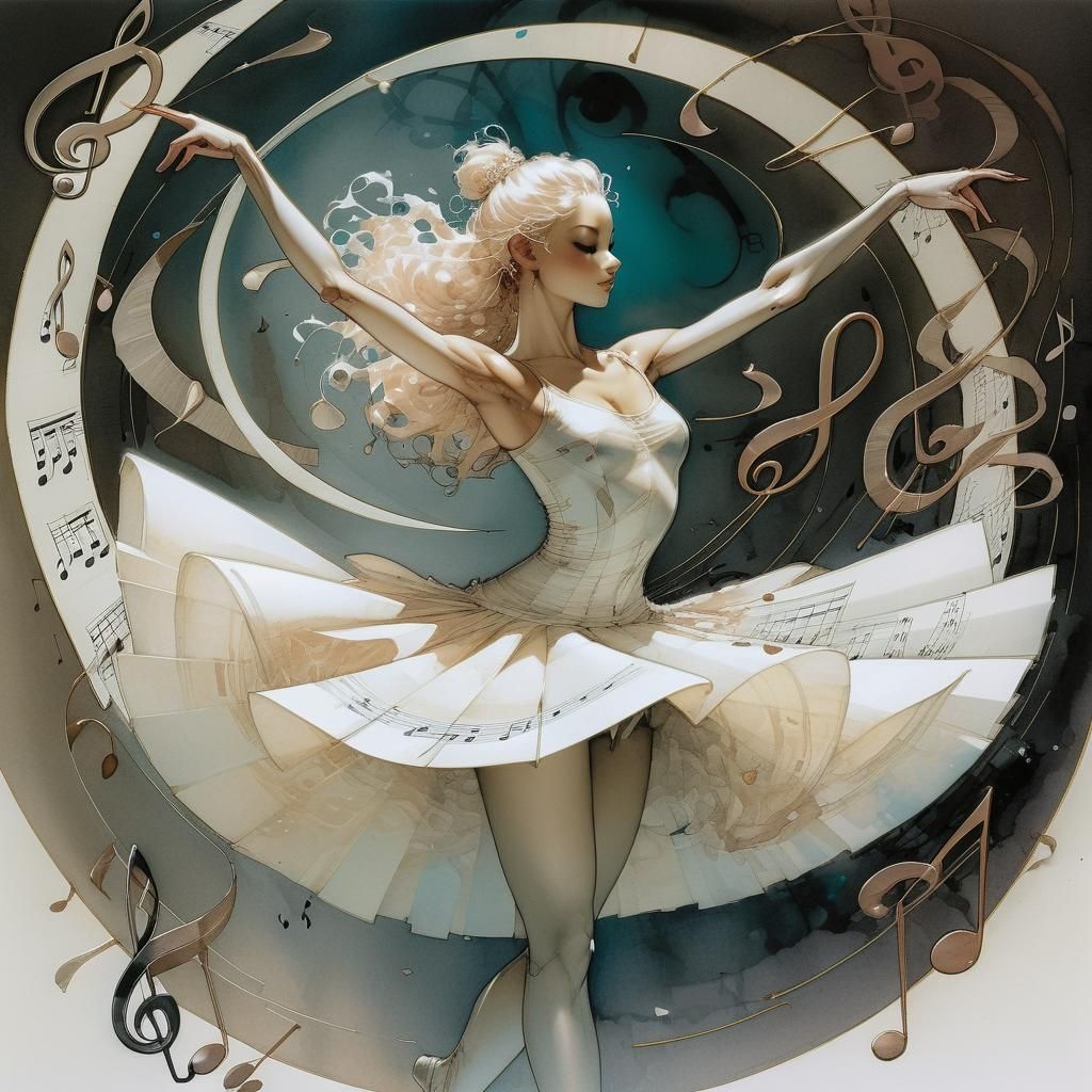 Ballerina's Dance in a Musical Swirl