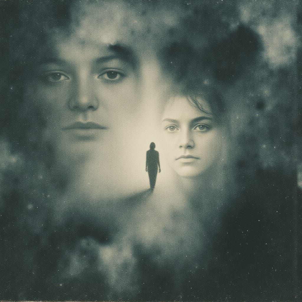 Ethereal Figure in Abstract Dimensional Space